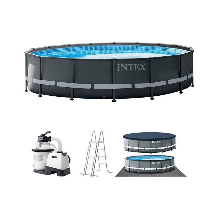 Каркасный бассейн Intex 26330, Ultra XTR Frame 549х132см, 26423л, песочный фильтр-насос, лестница, тент, подстилка