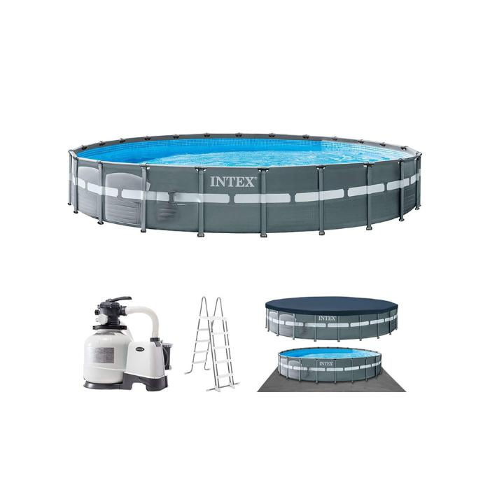 Каркасный бассейн Intex 26340, Ultra XTR Frame 732х132см, 47241л, песочный фильтр-насос, лестница, тент, подстилка