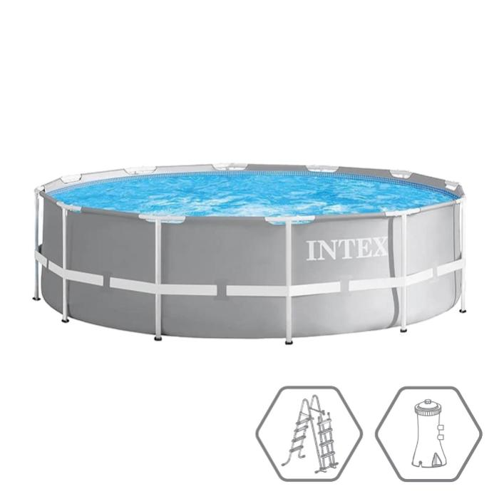 Каркасный бассейн Intex 26716, Prism Frame 366х99см, 8592л, фильтр-насос, лестница фото 2
