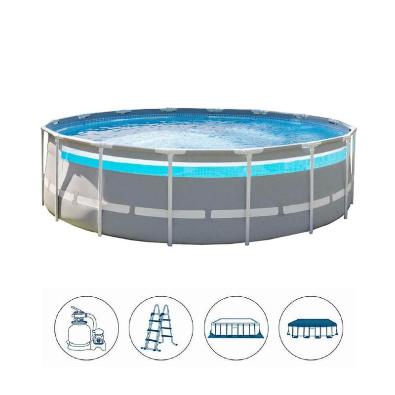 Каркасный бассейн Intex 26730, Prism Frame Clearview 488х122см, 19156л, фильтр-насос, лестница, тент, подстилка фото 2