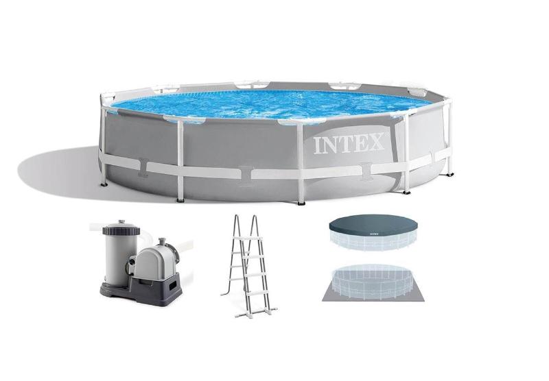Каркасный бассейн Intex 26756, Prism Frame 610х132см, 32695л, фильтр-насос, лестница, тент, подстилка фото 2