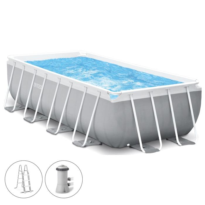 Каркасный бассейн Intex 26790, Prism Frame 400х200х122см, 8418л, фильтр-насос, лестница фото 2