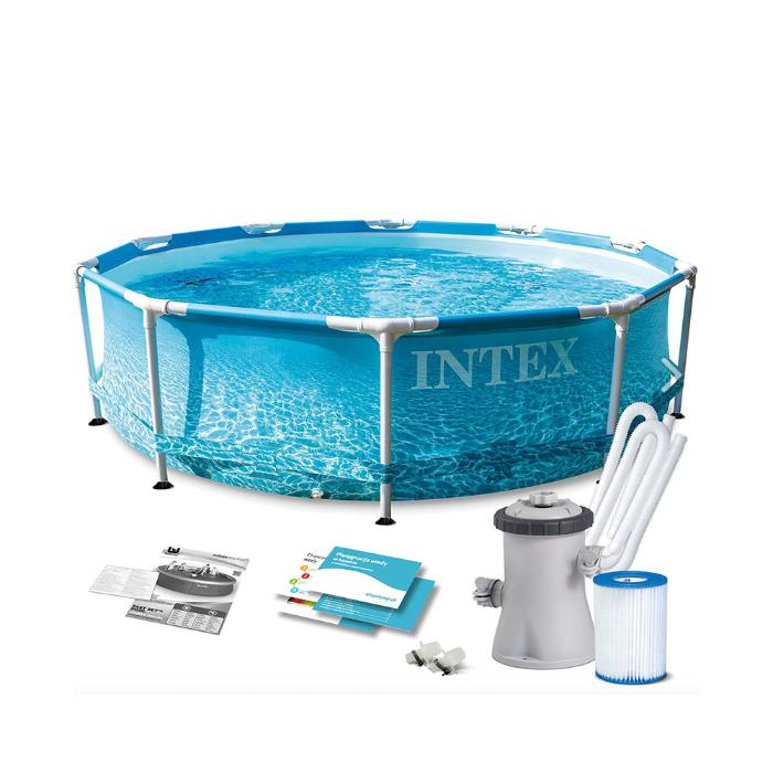 Каркасный бассейн Intex 28208, Metal Frame 305х76см "Beachside" 4485л, фильтр-насос