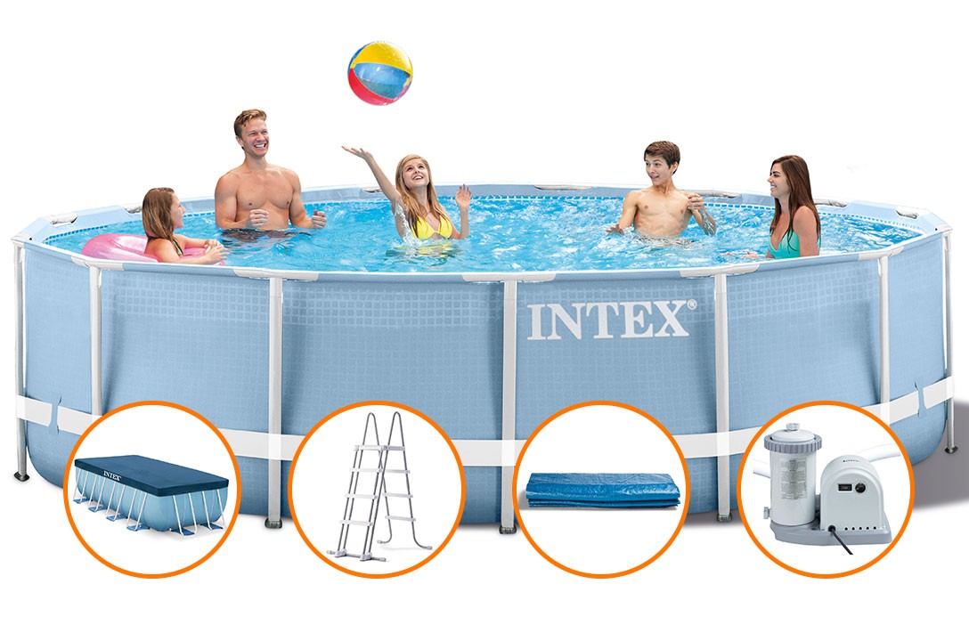 Каркасный бассейн Intex 28752, Prism Frame 549x122см, 24311л, фильтр-насос, лестница, тент, подстилка фото 4