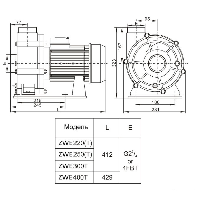 Насос AquaViva LX WTB400T/ZWE400T 80 м3/ч (5,5HP, 380В) фото 2