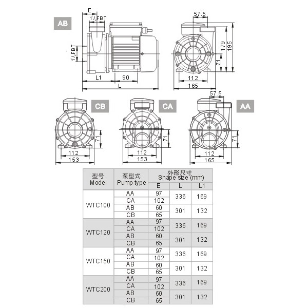 Насос AquaViva WTC120-CA 14 м3/ч (1.2HP, 220В) фото 5