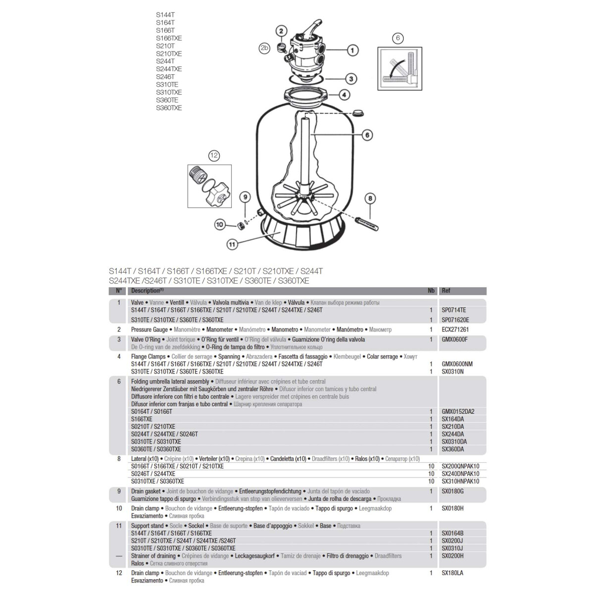 Фильтр Hayward ProTop S0360TXE (30 м3/ч, D895) фото 6