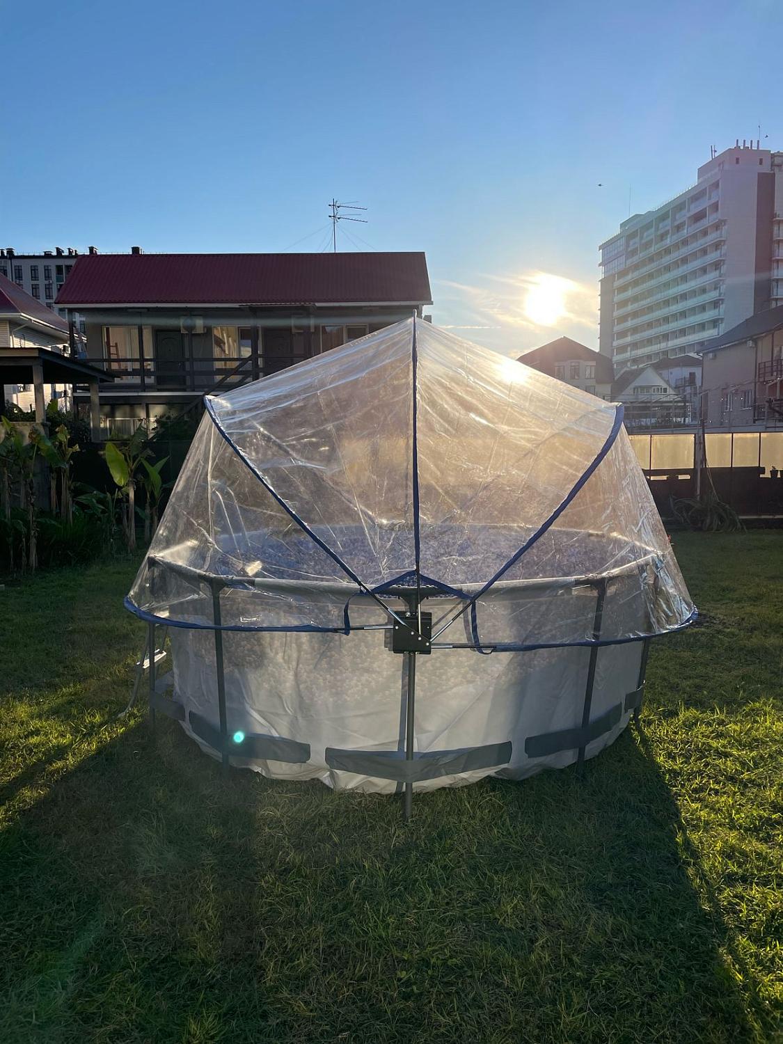 Круглый купольный тент Pool Tent на бассейн диаметром 305см, синий фото 3