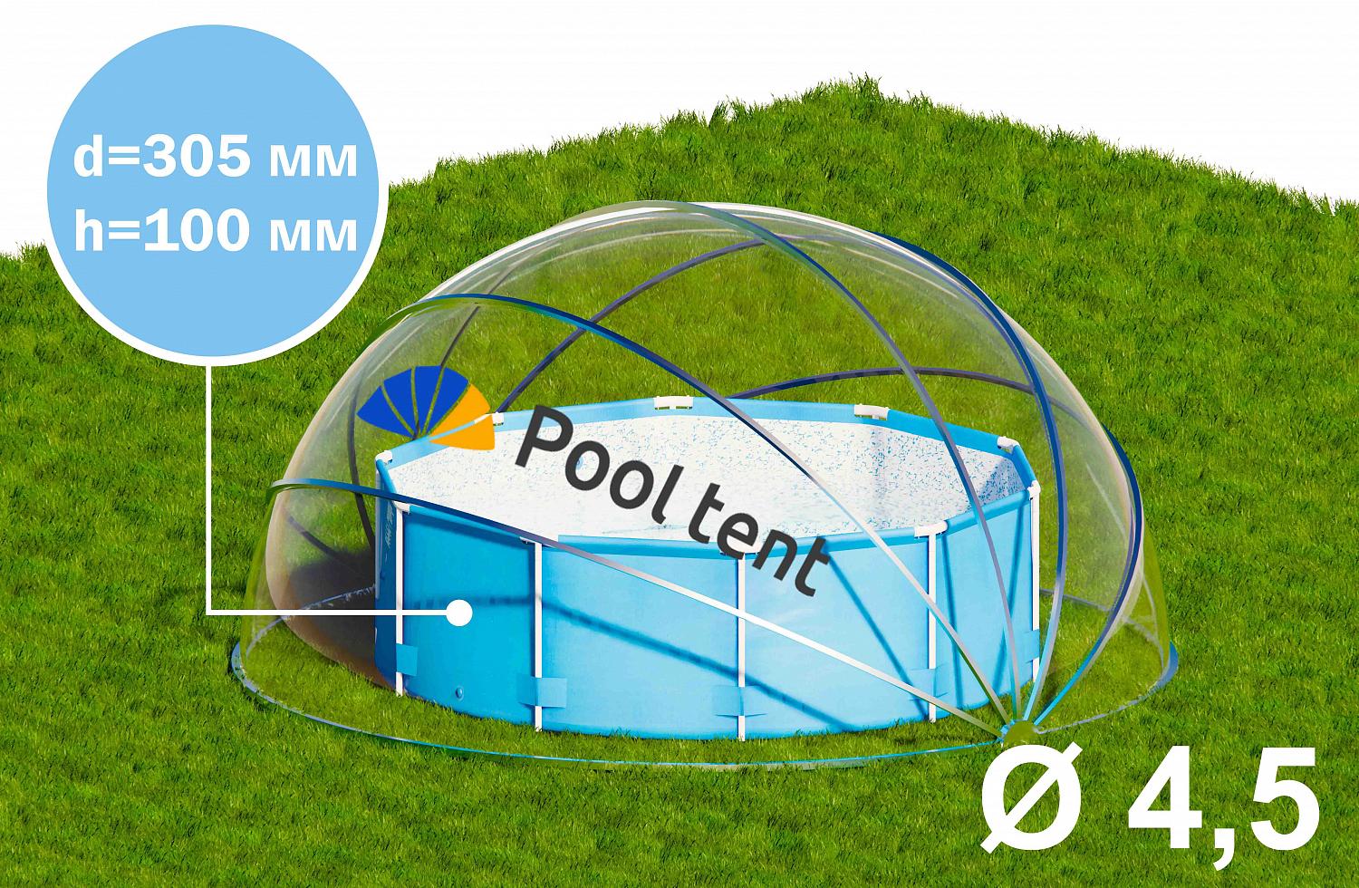 Круглый купольный тент павильон Pool Tent 4,5м. для бассейнов и СПА, синий фото 2