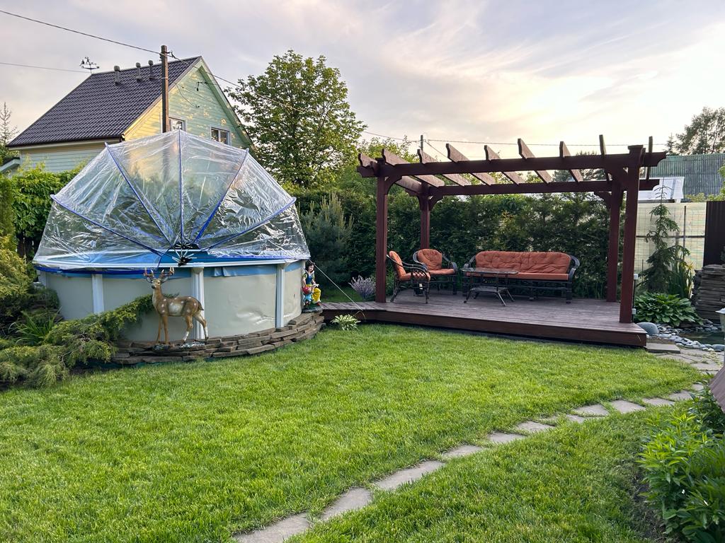 Круглый купольный тент Pool Tent на бассейн диаметром 457см, серый фото 5