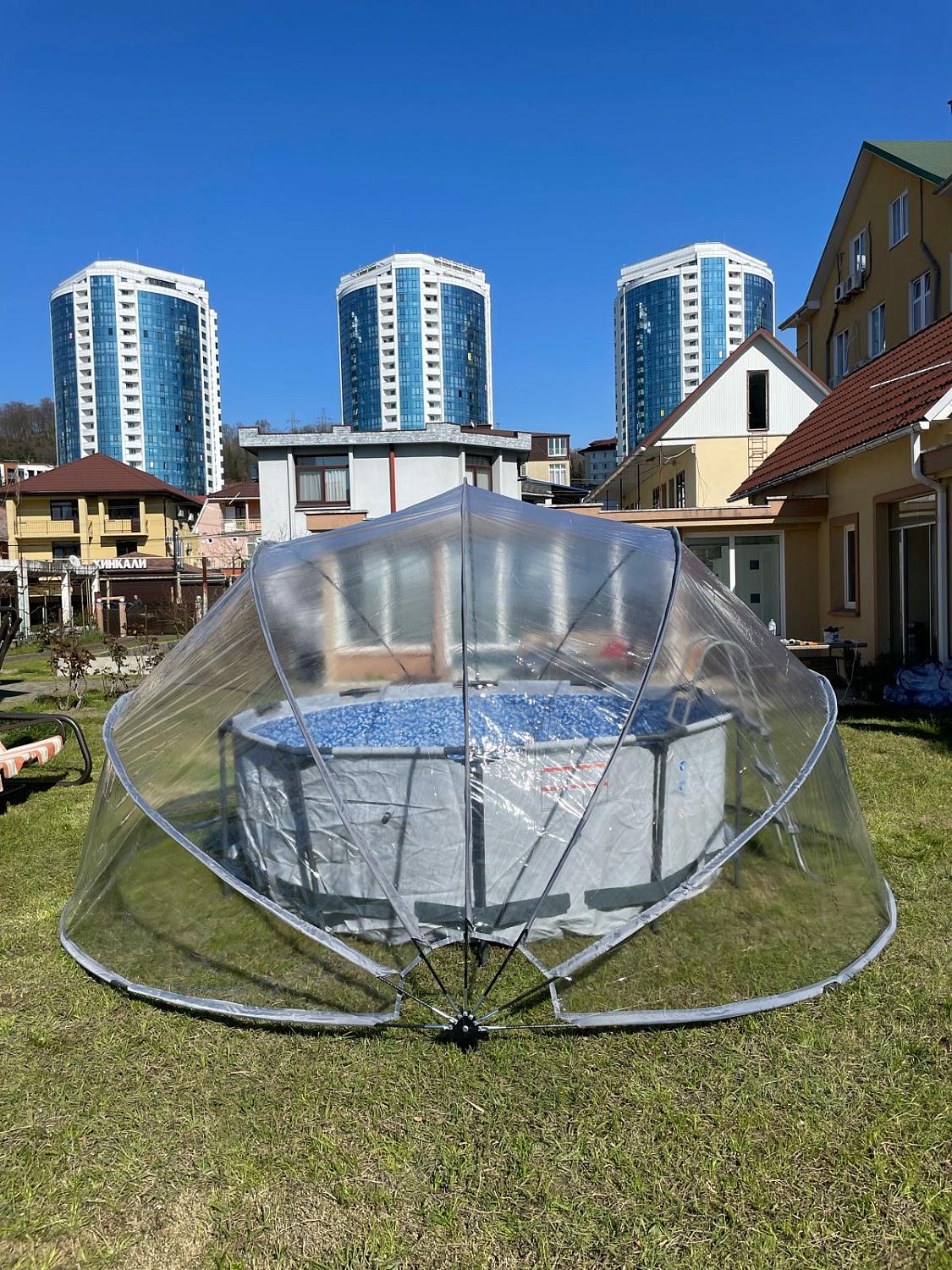 Круглый купольный тент павильон Pool Tent 5,0м для бассейнов и СПА, серый фото 6